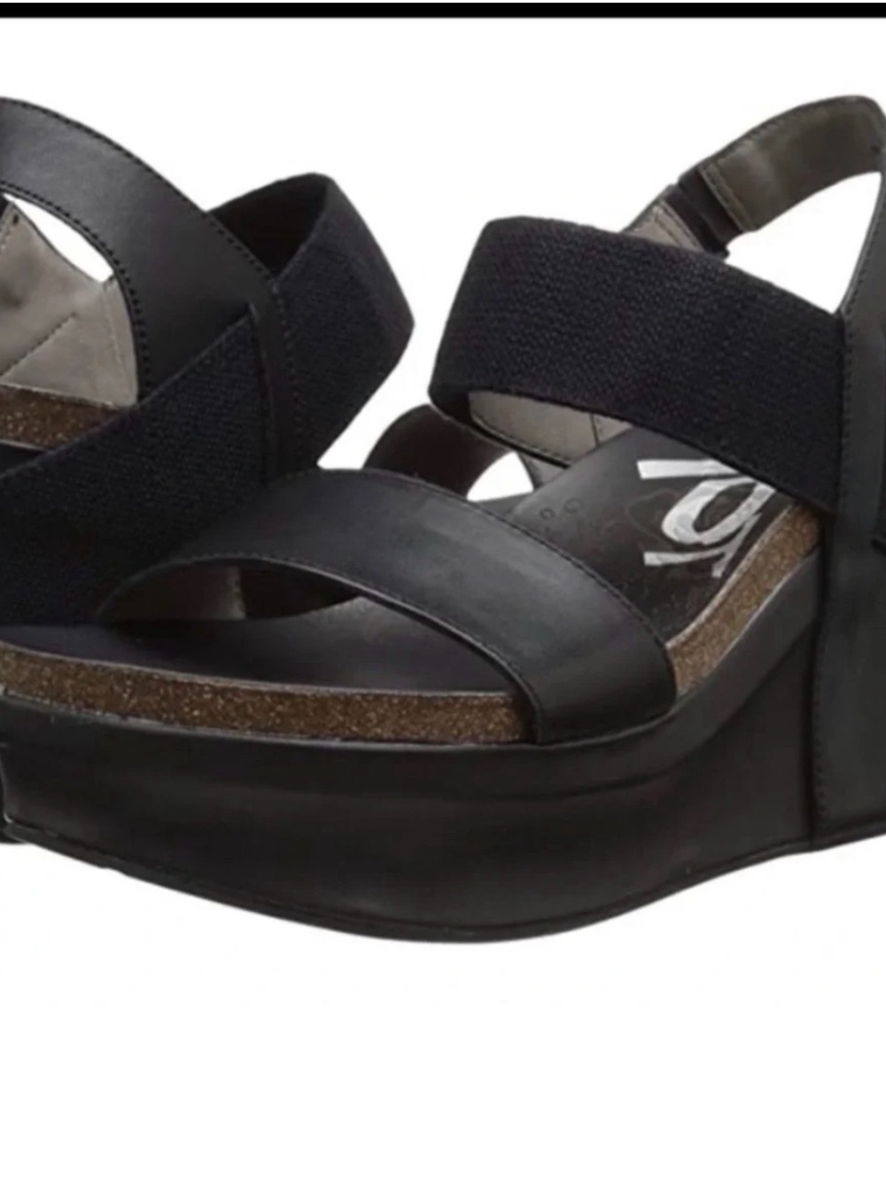 OTBT Black Bushnell Platform Wedge Sandals with Elastic Strap